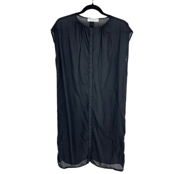 By-Bar Amsterdam Womens Mini Dress Sz M Black Gauze Cotton Snap Front Minimalist - Picture 1 of 10